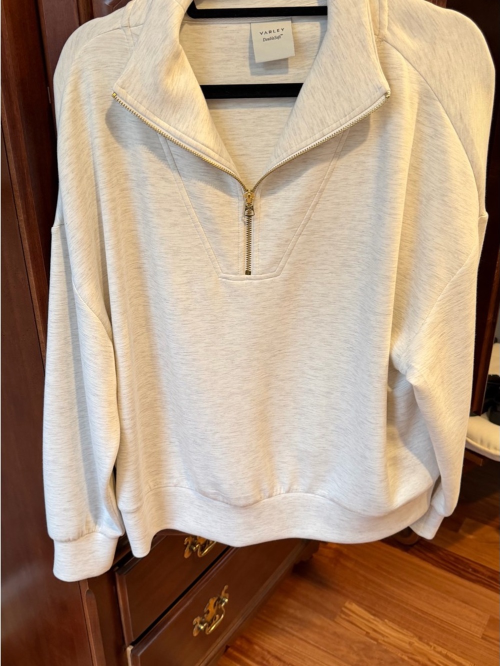 Varley Cream Zip-Neck Pullover Sweatshirt